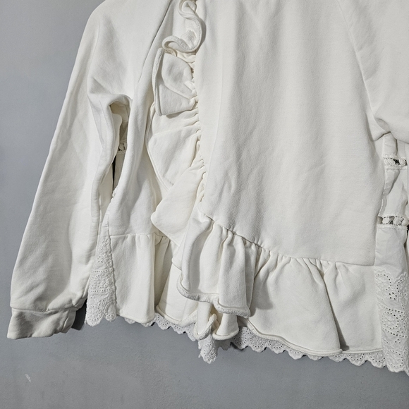 Sea New York White Ruffle Terry Cloth Sweatshirt - Picture 4 of 12